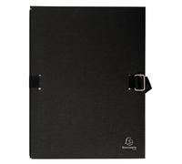 Exacompta - Réf. 223265E - Carton de 10 chemises à dos extensible en papier toilé couleur - fermeture par sangle - avec rabat en pied - boucle à coulisseau cranté - dim 24 x 32 cm - couleur noir