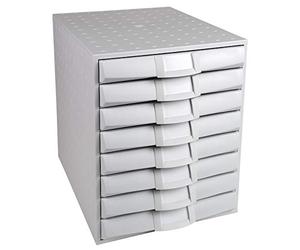 Exacompta - Réf. 226040D - THE SYSTEM 8 - Caisson 8 tiroirs fermés pour documents A4+ - Dimensions extérieures : Profondeur 38,7 x largeur 28,4 x Hauteur 33,8 cm - Gris lumière