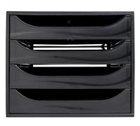 Exacompta - Réf. 228014D - Module économique à tiroirs ECOBOX - Caisson individuel à 4 tiroirs pour document A4 et A4+ - Certifié Ange Bleu - Dimensions 34,8 x 28,4 x 23,4 cm - Coloris noir