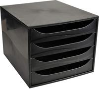 Exacompta - Réf. 228014D - Module économique à tiroirs ECOBOX - Caisson individuel à 4 tiroirs pour document A4 et A4+ - Certifié Ange Bleu - Dimensions 34,8 x 28,4 x 23,4 cm - Coloris noir
