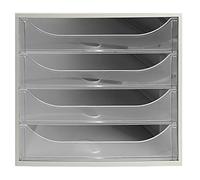 Exacompta - Réf. 228323D - Module économique à tiroirs ECOBOX - Caisson individuel à 4 tiroirs pour document A4 et A4+ - Dimensions 34,8 x 28,4 x 23,4 cm - Coloris gris / cristal