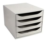 Exacompta - Réf. 228606D - Module à tiroirs ECOBOX - Caisson individuel à 4 tiroirs pour document A4 maxi - Certifié Ange Bleu - Dimensions 34,8 x 28,4 x 23,4 cm - Couleur Gris