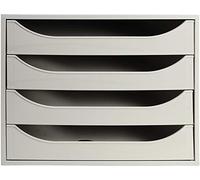 Exacompta - Réf. 228606D - Module à tiroirs ECOBOX - Caisson individuel à 4 tiroirs pour document A4 maxi - Certifié Ange Bleu - Dimensions 34,8 x 28,4 x 23,4 cm - Couleur Gris