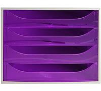 Exacompta - Réf. 228619D - Module économique à tiroirs ECOBOX - Caisson individuel à 4 tiroirs pour document A4 et A4+ - Dimensions 34,8 x 28,4 x 23,4 cm - Couleur gris / violet translucide