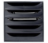 Exacompta - Réf. 229014D - Module économique à tiroirs ECOBOX + - Caisson individuel à 5 tiroirs pour document A4 et A4+ - Certifié Ange Bleu - Dimensions 34,8 x 28,4 x 29 cm - Coloris noir