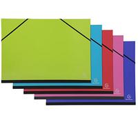 Exacompta - Réf. 25729E - Lot de 5 cartons à dessin Iderama - avec élastiques - intérieur papier blanc - dos toilé - dimensions 32 x 45 cm - format à classer A3 (297 x 420 mm) - couleurs assorties