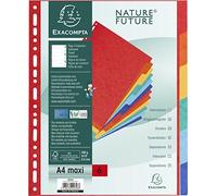 Exacompta - Réf. 2605E - Carton de 50 Intercalaires en carte pastel 170g/m2 Forever avec 5 onglets neutres - format à claser A4 et A4+ - dimensions 24,5 x 29,7 cm - couleurs assorties pastels