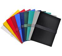 Lot de 10 - Exacompta Chemise extensible sans rabat jusque 13 cm - Fermeture sangle Velcro - Capacité 1000 feuilles A4 - Assortis