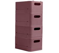 Exacompta - Réf. 27038D - Carton de 4 caisses pliables, casiers, multi-usages SMARTCASE - Livrées à plat, dimensions non pliées : Prof.18,8 x larg 13,8 x Haut 9,5 cm - Vieux rose