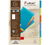 Exacompta - Réf. 2706E - Carton de 25 intercalaires en polypropylène recyclé translucide avec 6 onglets neutres - Page d'indexation imprimable - Format à classer A4 - Couleurs assorties