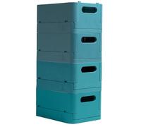 Exacompta - Réf. 27134D - Carton de 4 caisses pliables, casiers, multi-usages SMARTCASE - Livrées à plat, dimensions non pliées : Prof.27,6 x larg.18,8 x Haut. 12 cm - Bleu pacifique