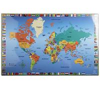 Exacompta - Réf. 29790E - Carton de 10 Sous-mains pour bureau enfants en carton rigide rembordé - recto et verso en PVC pour résister à un usage quotidien - 37,5x57,5 cm - visuel monde - livré à plat