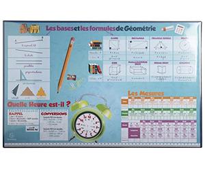Exacompta - Réf. 29792E - 1 Sous-mains pour bureau enfants en carton rigide rembordé - recto et verso en PVC pour résister à un usage quotidien - format 37,5 x 57,5 cm - visuel maths - livré à plat