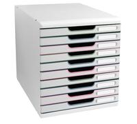Module de classement Exacompta Modulo 10 tiroirs couleur - blanc/assortis clair