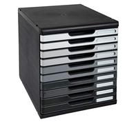 Exacompta Modulo A4 - Module de classement 10 tiroirs - Noir - Façades assorties grises