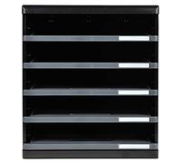 Exacompta - Réf. 303714D - MODULO A4 - Caisson 5 tiroirs ouverts pour documents A4+ - Dimensions extérieures : Profondeur 35 x largeur 28,8 x Hauteur 32 cm - Noir/gris souris