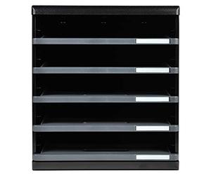 Exacompta - Réf. 303714D - MODULO A4 - Caisson 5 tiroirs ouverts pour documents A4+ - Dimensions extérieures : Profondeur 35 x largeur 28,8 x Hauteur 32 cm - Noir/gris souris