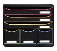 Exacompta - Réf. 306714D - STORE-BOX - Caisson 6 tiroirs, 3 tiroirs pour documents A4+ et 3 tiroirs fins hauts-Dimensions extérieures : Profondeur 27 x largeur 35,5 x Hauteur 27,1 cm-noir/noir glossy
