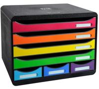 Exacompta Caisson STORE-BOX 7 tiroirs - 4 A4+ et 3 MINI - 27 x 35,5 x 27,1 cm - Noir/Arlequin