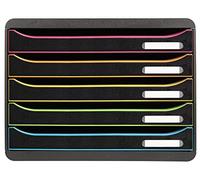 Exacompta - Réf. 308914D - BIG-BOX PLUS HORIZON - Caisson 5 tiroirs pour documents A4+ - Dimensions extérieures : profondeur 27 x largeur 35,5 x hauteur 27,1 cm - Noir/arlequin/noir
