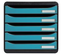 Exacompta - Réf. 30934D - Module de classement, de rangement BIG BOX+ Skandi, superposable, 5 tiroirs pour document A4+ Dimensions extér. : Prof 34,7 x largeur 27,8 x Haut 27,1 cm - Bleu Pacifique