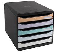 Exacompta - Réf. 3094296D - BIG-BOX PLUS - Caisson 5 tiroirs pour documents A4+ - Dimensions extérieures : profondeur 34,7 x largeur 27,8 x hauteur 27,1 cm - Noir/pastel glossy