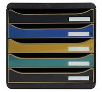 Exacompta - Réf. 309505D - Module de classement, de rangement BIG BOX+ Néo Déco, superposable - Caisson 5 tiroirs pour document A4+ Dimensions extér. : Profondeur 34,7 x largeur 27,8 x Hauteur 27,1cm