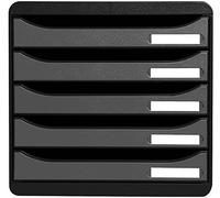 Exacompta - Réf. 309738D - BIG BOX PLUS - Caisson 5 tiroirs pour document A4+ - Dimensions extérieures : Profondeur 34,7 x largeur 27,8 x Hauteur 27,1cm - Noir/Argent