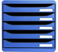 Exacompta - Réf. 309779D - BIG BOX PLUS - Caisson 5 tiroirs pour document A4+ - Dimensions extérieures : Profondeur 34,7 x largeur 27,8 x Hauteur 27,1cm - Bleu Glacé