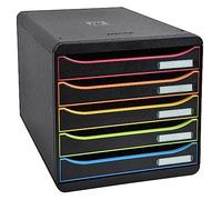 Exacompta - Réf. 309914D - BIG BOX PLUS - Caisson 5 tiroirs pour document A4+ - Dimensions extérieures : Profondeur 34,7 x largeur 27,8 x Hauteur 27,1cm - Noir/Arlequin/noir