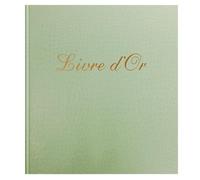 Exacompta - Réf. 309E - 1 Livre d'or PRESTIGE - Format 21 x 19 cm - Couverture papier pelliculé grain imitation croco -Tranche or avec inscription LIVRE D'OR - 140 pages blanches unies - Vert