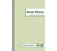 Exacompta - Réf. 3100E - 1 Carnet d'ordres - 50 feuillets numérotés et autocopiants - duplicatas (1 original + 1 copie) - format 210 x 135 mm - fabriqué en France