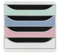 Exacompta - Réf. 310303D - BIG BOX Autentik - Caisson 4 tiroirs pour document A4 + - Dimensions extérieures : Prof. 34,7 x Largeur 27,8 x Hauteur 26,7 cm - Assortis