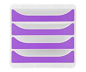 Exacompta - Réf. 310319D - BIG-BOX Chromaline - Caisson 4 tiroirs pour format A4+ - Dimensions extérieures : profondeur 34,70 x largeur 27,80 x hauteur 26,70 cm - Cristal/violet translucide