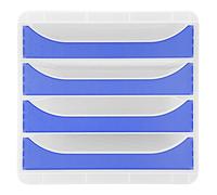 Exacompta - Réf. 310360D - BIG-BOX Chromaline - Caisson 4 tiroirs pour format A4+ - Dimensions extérieures : profondeur 34,70 x largeur 27,80 x hauteur 26,70 cm - Cristal/bleu royal translucide