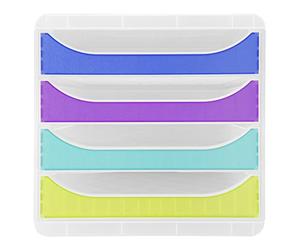 Exacompta - Réf. 310399D - BIG-BOX Chromaline - Caisson 4 tiroirs pour format A4+ - Dimensions extérieures : profondeur 34,70 x largeur 27,80 x hauteur 26,70 cm - Cristal/arlequin translucide