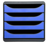 Exacompta - Réf. 310779D - BIG-BOX - Caisson 4 tiroirs pour document A4+ -Dimensions extérieures : Profondeur 34,70 x largeur 27,80 x Hauteur 26,70cm - Noir/Bleu glacé