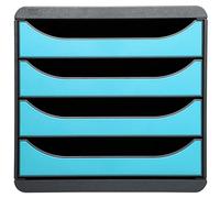 Exacompta Module de classement Bigbox 4 tiroirs Gris/Turquoise