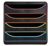 Exacompta Caisson 4 tiroirs BIG-BOX 310914D A4+ 34,7×27,8×26,7 cm Noir/Arlequin/Noir