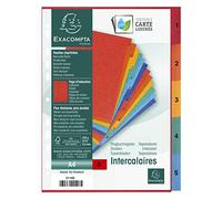 Exacompta - Réf. 3110Z - Intercalaires en véritable carte lustrée souple 225g/m2 FSC® avec 5 onglets imprimés numériques de 1 à 5 - Page d'indexation fournie - Format à classer A4