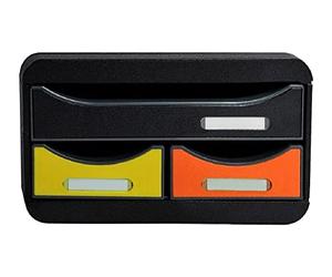 Exacompta - Réf. 311798D - SMALL-BOX MINI 3 tiroirs - 1 tiroir pour documents au format A4+ - 2 tiroirs fins pour les petits ustensiles - dimensions 347 x 278 x 130 mm - Arlequin