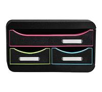 Exacompta - Réf. 311914D - SMALL-BOX MINI 3 tiroirs - 1 tiroir pour documents au format A4+ - 2 tiroirs fins pour les petits ustensiles - dimensions 347 x 278 x 130 mm - Noir/arlequin/noir