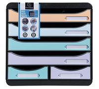 Exacompta - Réf. 3127296D - BIG-BOX MAXI - 1 Caisson 4 tiroirs pour document A4+ et 2 petits tiroirs pour ranger des ustensiles - Dimensions extérieures : P 34,7 x l 27,8 x H 27,1 cm - Aquarel