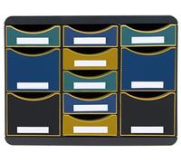 Exacompta - Réf. 313505D - STORE-BOX multi Néo Déco - 1 Caisson 11 tiroirs pour ranger petits et grands ustensiles de bureau - Dimensions extérieures : Profondeur 27 x largeur 35,5 x Hauteur 27,1 cm