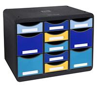 Exacompta Module de classement à tiroirs StoreBox Multi Bee Blue 11 tiroirs - Couleurs assorties