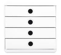 Exacompta - Réf. 314313D - POP-BOX Autentik - Caisson 4 tiroirs pour document A4+ - Dimensions extérieures : Prof. 34,7 x largeur 27,8 x Hauteur 26,7 cm - Blanc