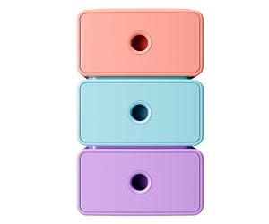Exacompta - Réf. 315707D - Carton de 3 modules de classement Tiny Box 1 tiroir Candy Tidy superposable - Dimensions extérieures : Profondeur 19 x largeur 26,5 x Hauteur 10 cm - Couleurs assorties