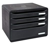 Exacompta - Réf. 315714D - BIG-BOX PLUS HORIZON - Caisson 4 tiroirs, 3 tiroirs pour documents A4+ et 1 tiroir MAXI - Dimensions extérieures : Profondeur 27 x largeur 35,5 x Hauteur 27,1 cm- Noir