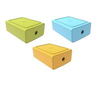 Exacompta - Réf. 315909D - Carton de 3 modules de classement Tiny Box 1 tiroir Pop N'Co superposable - Dimensions extérieures : Profondeur 19 x largeur 26,5 x Hauteur 10 cm - Assortis