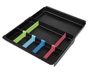 Exacompta - Réf. 3161928D - 1 DRAWINSERT Insert pour tiroirs adaptable en largeur entre 24,6 et 39,6 cm - Dimensions : Profondeur 29,8 x largeur 24,6 x hauteur 3,6 cm - coloris arlequin